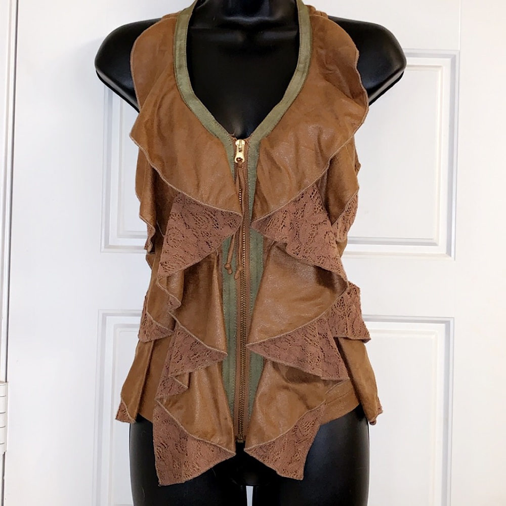 Ruffle brown blouse / vest